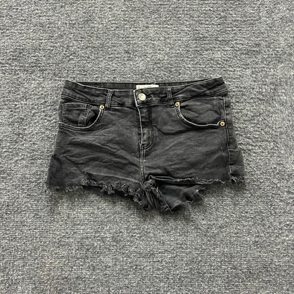 Tally Weijl Shorts Womens Size 40 Black Denim Raw Hem Frayed Distressed Casual
